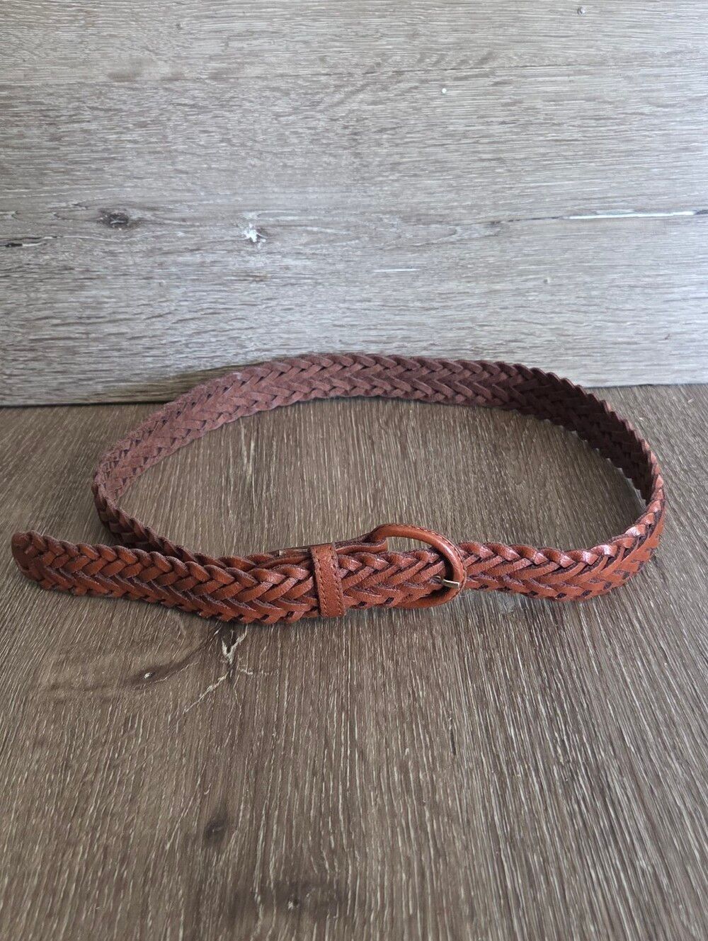 Brown Braided Leather Belt - 32